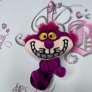 Disney Cheshire Cat plush mini hanging charm pink furry Alice in wonderland fur